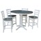 International Concepts Round 36 in Rd Extend Dining Table, 4 Emily Stools, White/Heather Gray, 36 W, 48 L, 36.1 in H, Wood K05-36RXT-27B-S6172-4 - alternate 1